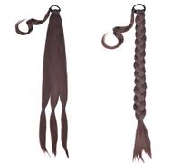 Extension Capillaire Synthétique Longue Et Lisse De 20 Pouces, Queue De Poisson Tressée Avec Cordon De Serrage, Queue De Cheval Ombrée Blonde Pour Femmes