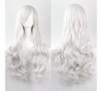 Extension Cheveux Naturel 32" 80cm Long Hair Spiral Curly Wavy Synthetic Hair Cosplay Costume Wig Women(White)