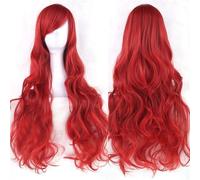 Extension Cheveux Naturel 32" 80cm Long Hair Spiral Curly Wavy Synthetic Hair Cosplay Costume Wig Women(Red)