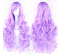 Extension Cheveux Naturel 32" 80cm Long Hair Spiral Curly Wavy Synthetic Hair Cosplay Costume Wig Women(Light purple)