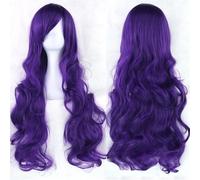 Extension Cheveux Naturel 32" 80cm Long Hair Spiral Curly Wavy Synthetic Hair Cosplay Costume Wig Women(Dark purple)