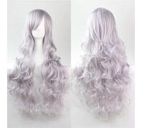 Extension Cheveux Naturel 32" 80cm Long Hair Spiral Curly Wavy Synthetic Hair Cosplay Costume Wig Women(Smoky Gray)