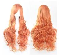 Extension Cheveux Naturel 32" 80cm Long Hair Spiral Curly Wavy Synthetic Hair Cosplay Costume Wig Women(Orange)