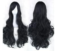 Extension Cheveux Naturel 32" 80cm Long Hair Spiral Curly Wavy Synthetic Hair Cosplay Costume Wig Women(Black)