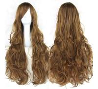 Extension Cheveux Naturel 32" 80cm Long Hair Spiral Curly Wavy Synthetic Hair Cosplay Costume Wig Women(Brown)
