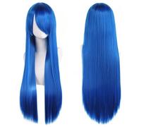 Extension Cheveux Naturel 32" 80cm Long Straight Natural Hair Cosplay Wigs with Bangs Heat Resistant Synthetic Colorful Halloween Cosplay Anime Costume Party Daily Use Wigs for Women, Light Gold(Dark