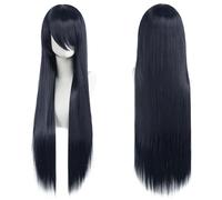 Extension Cheveux Naturel 32" 80cm Long Straight Natural Hair Cosplay Wigs with Bangs Heat Resistant Synthetic Colorful Halloween Cosplay Anime Costume Party Daily Use Wigs for Women, Light Gold(Black