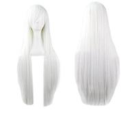 Extension Cheveux Naturel 40" 100 Fashion Women's Cosplay Hair Wig Long Straight Hair Heat Resistant Costume Party Full Wigs(White)