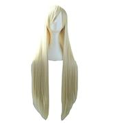 Extension Cheveux Naturel 40" 100 Fashion Women's Cosplay Hair Wig Long Straight Hair Heat Resistant Costume Party Full Wigs(Light Blonde)