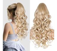 Extension Cheveux Naturel Clip - Postiche Cheveux Naturel Synthétique de 60cm, Queue de Cheval Extension Doux pour Femmes et Filles(Couleur: T27/613#)