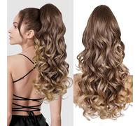 Extension Cheveux Naturel de 60cm - Postiche Cheveux Naturel Synthétique, Queue de Cheval Extension Doux pour Femmes et Filles (Couleur: T5/27B#)