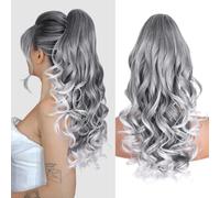 Extension Cheveux Naturel de 60cm - Postiche Cheveux Naturel Synthétique, Queue de Cheval Extension Doux pour Femmes et Filles (Couleur: T2/1001#)