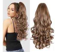 Extension Cheveux Naturel de 60cm - Postiche Cheveux Naturel Synthétique, Queue de Cheval Extension Doux pour Femmes et Filles (Couleur: 128H24#)