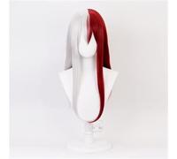 Extension Cheveux Naturel Half Silver Half Red Short Wig Cosplay Wig with Bangs Synthetic Wig Gradient Hero Wig Suitable for Halloween Christmas Party.(Long)