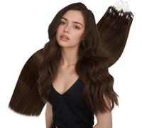 Extension Cheveux Naturel Micro Ring Marron Extension Loops Cheveux Naturel Chatain Brun Remy Lisse 30cm 40g #4