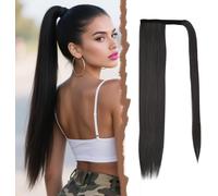 Extension Cheveux Naturel Noir Pur, Postiche Cheveux Naturel Chignon, Queue De Cheval Extension Droit, Rajout Cheveux Tresses 60cm, Ponytail Cheveux Humain Pour Femmes