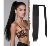 Extension Cheveux Naturel Noir Pur, Postiche Cheveux Naturel Chignon, Queue De Cheval Extension Droit, Rajout Cheveux Tresses 60cm, Ponytail Cheveux Humain Pour Femmes