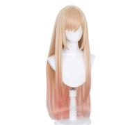 Extension Cheveux Naturel Perruque longue et lisse rose dégradée, perruque mixte jaune clair et orange, perruques de déguisement d'Halloween My Dress-Up Darling for femme