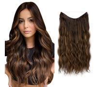 Extension Cheveux Synthétique Invisible avec Fil transparent réglable | Fibre synthétique douce | Ondulations longues | Volume et longueur | Femmes | Quotidien, fête, mariage