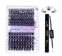Extension Cils Kit C3/C9 Faux Cils Individuel D Curl 0.07mm DIY Cils Volume Cluster Mix12-16mm Naturels Cluster Extensions de Cils Individuels Lashes avec Lash Bond and Seal(C3/C9-D-lash/bond)