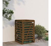 vidaXL Abri pour poubelle sur roulettes 825103 Bois massif de pin marron miel 84x90x128,5 cm