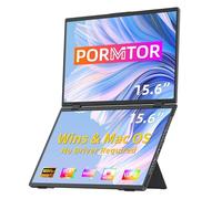 Extension d'affichage pour ordinateur portable, double moniteur de 15,6 pouces (gains/Mac), double moniteur portable, empilé, USB C, voyage, affichage d'ordinateur étendu avec triple moniteur