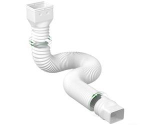 Extension de bec de descente flexible en S conçue pour une portée réglable et une canalisation stable de l'eau sans modifications permanentes (blanc)