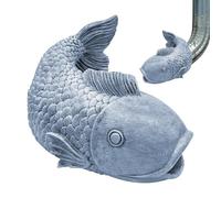 Extension De Bec Verseur Pour Gouttière Koi Fish - Résine, 21 X 14 15 Cm, Gris, Convient Au Tuyau De Vidange De 3 4 Pouces | Bloc Anti-éclaboussures D'eau De Pluie, Sculpture De Jardin Décorativ