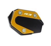 Extension De BéQuille LatéRale Utilisation de l'ajustement for Yamaha yzf-r3 yzfr3 abs yzf-r25 yzf r3 r25 2015-2020 2019 cnc Kickstand Foot Side Stand Extension PAD Plaque support(R3 Gold)