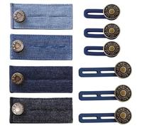 Extension de Bouton pour Jeans Pantalons, Rallonges de Taille élastiques, Rallonge Bouton Pantalon, Rallonge Pantalon pour Chemise, Jupe, Jeans and Pantalons de Grossesse - Noir et Bleu - 10 Pièces