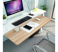 Extension de bureau ergonomique pliable - Plateau de clavier réglable en bois (55/65/75 cm) avec pince sans perçage pour soutien de l'avant-bras et confort du coude - Idéal pour le bureau à domicile