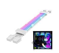 Extension de câble PC - Fil d'alimentation ATX 24 broches 10,43 pouces, connecteur de carte mère synchronisé ARGB, kit d'éclairage 16,8 millions de couleurs, câble d'ordinateur en cuivre étamé PVC