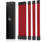 Extension de câble PSU,Kit de câbles gainés pour GPU/CPU,Rallonge de câble d'alimentation 16AWG avec Peignes de câble,24PIN/(6+2) PIN/(4+4) PIN,30CM,Rouge