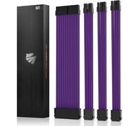 Extension de câble PSU, Kit de câbles gainés pour GPU/CPU, Rallonge de câble d'alimentation 16AWG avec Peignes de câble, 24PIN/(6+2) PIN/(4+4) PIN, 30CM, Violet