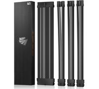 Extension de câble PSU,Kit de câbles gainés pour GPU/CPU,Rallonge de câble d'alimentation 16AWG avec Peignes de câble,24PIN/(6+2) PIN/(4+4) PIN,30CM,Noir+Gris