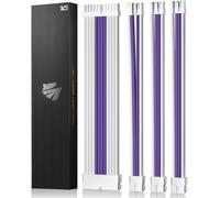 Extension de câble PSU, Kit de câbles gainés pour GPU/CPU, Rallonge de câble d'alimentation 16AWG avec Peignes de câble, 24PIN/(6+2) PIN/(4+4) PIN, 30CM,Violet+Blanc