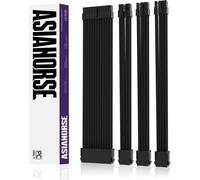 Extension de câble PSU,Kit de câbles gainés pour GPU/CPU,Rallonge de câble d'alimentation 16AWG avec Peignes de câble,24PIN/(6+2) PIN/(4+4) PIN,30CM,Noir