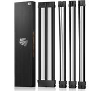 Extension de câble PSU,Kit de câbles gainés pour GPU/CPU,Rallonge de câble d'alimentation 16AWG avec Peignes de câble,24PIN/(6+2) PIN/(4+4) PIN,30CM,Noir+Blanc