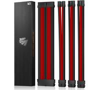 Extension de câble PSU,Kit de câbles gainés pour GPU/CPU,Rallonge de câble d'alimentation 16AWG avec Peignes de câble,24PIN/(6+2) PIN/(4+4) PIN,30CM,Noir+Rouge