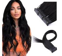 Extension de cheveux 6D Vrais cheveux humains 10 Bundle Première génération Invisible Sans couture Extension de cheveux 6D sans trace 10 rangées,Noir,14inch