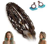 Extension de cheveux Boho Dreadlock avec perles et coquillages, queue de cheval élastique tressée à la main de 22 pouces pour un festival d'une minute et un style quotidien(H)