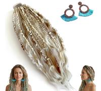 Extension de cheveux Boho Dreadlock avec perles et coquillages, queue de cheval élastique tressée à la main de 22 pouces pour un festival d'une minute et un style quotidien(B)