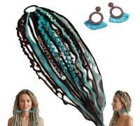 Extension de cheveux Boho Dreadlock avec perles et coquillages, queue de cheval élastique tressée à la main de 22 pouces pour un festival d'une minute et un style quotidien(D)