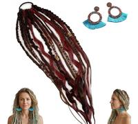 Extension de cheveux Boho Dreadlock avec perles et coquillages, queue de cheval élastique tressée à la main de 22 pouces pour un festival d'une minute et un style quotidien(A)