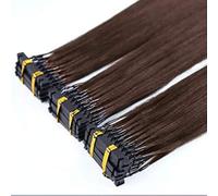 Extension de cheveux humains 6D Machine 6D Connexion rapide sans rainure de piste à la tête Cheveux Véritables extensions de cheveux humains, 10 rangées 100 brins,Marron,20inch