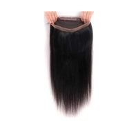 Extension de cheveux humains frontale en dentelle transparente HD, naissance des cheveux naturelle pré-épilée, noir naturel Installation et enlèvement faciles(Black 360,10inch)