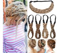 Extension de cheveux Naturels Bandeau Tressé Cheveux Tresse Bandeau Épais Chunky Tressé Accessoire Costume Postiche Pour Femmes Filles Petit-0.6" - Miel blond mix blond de blanchiment