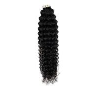 Extension de cheveux naturels ondulés, 20 pièces, adhésif brésilien for cheveux for usage quotidien, noir naturel, for femmes(22 inch)