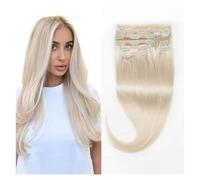 Extension de cheveux originale, Extensions de cheveux Extensions de cheveux blonds à clipser Extensions de cheveux humains Cheveux blonds platine Extensions de cheveux Remy Hair 7Pcs Clip droit soyeux