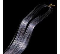 Extension de cheveux pailletée et colorée, kit 90 cm mèches scintillantes brillantes, accessoires for étincelants tresses for femmes, 1 pièce (rouge)(Light Black)